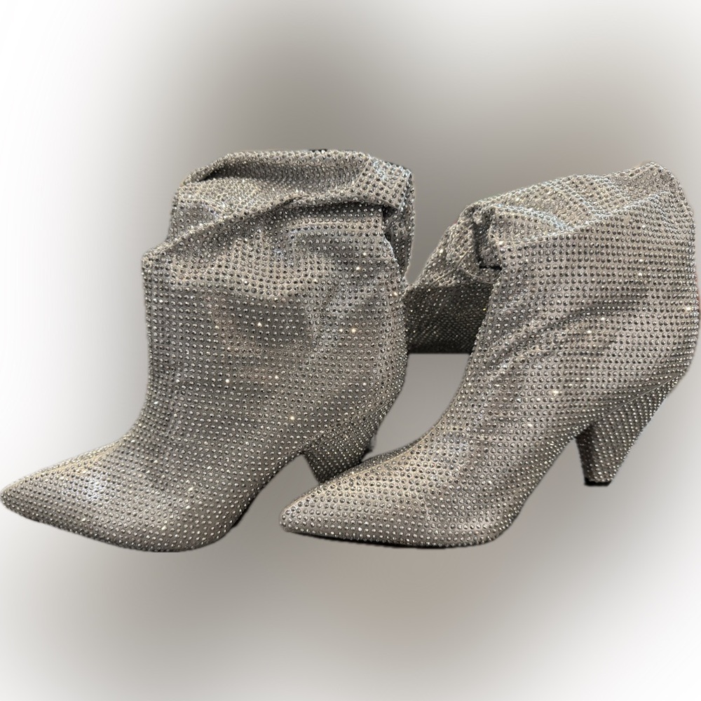 Shimmering Silver Women's Heeled Boots